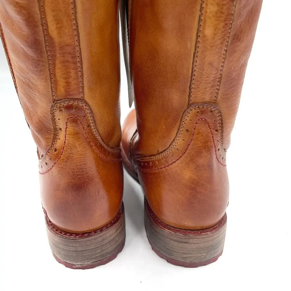 Bed Stu Jacqueline Riding Boots Pecan Rustic Brown Leather Knee Tall Sz‎ 7